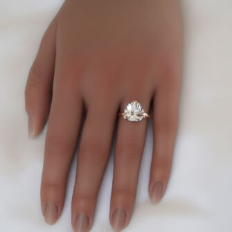 6.77 Carat Lab-Created White Sapphire Engagement Ring – Rose Gold - Image 3