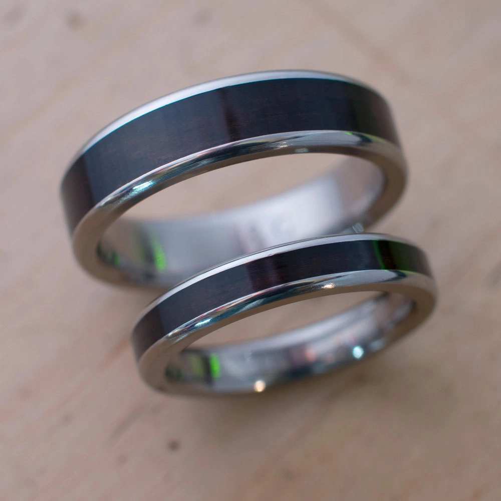 Wooden ring set for 5 year anniversary gift.