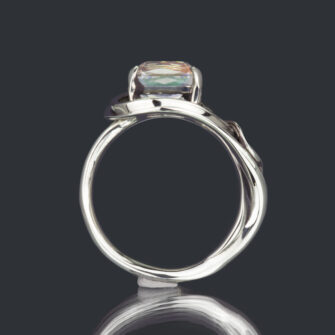2.28 Carat Rainbow Moonstone Ring In 14k White Gold - Image 4