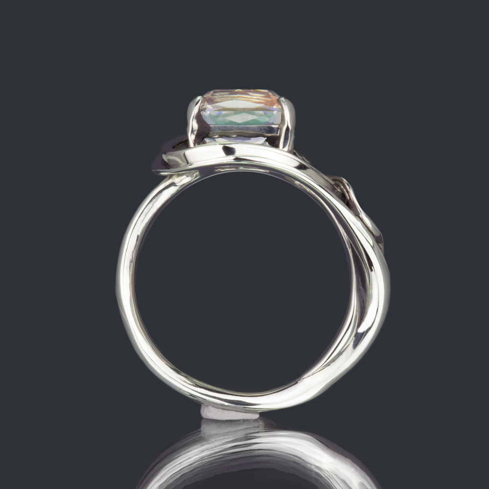 2.28 Carat Rainbow Moonstone Ring In 14k White Gold - Image 4