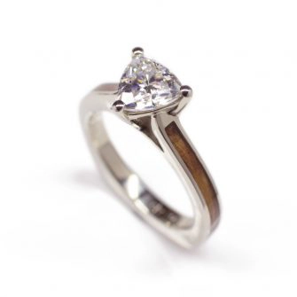 A moissanite engagement ring