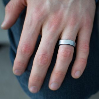 Alternative view of Black And Silver Men's Ring In Zirconium