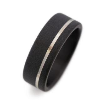 Black Zirconium Ring With White Gold Inlay - Image 6