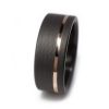 Black Wedding Band With Offset 14k Rose Gold Inlay