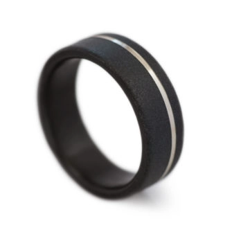 Black Zirconium Ring With White Gold Inlay - Image 5