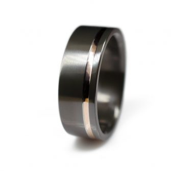 Polished Black Zirconium With Offset 14k Rose Gold Inlay