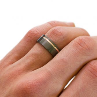 Polished Black Zirconium With Offset 14k Rose Gold Inlay - Image 2