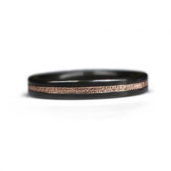 Black Wedding Ring For Her - Zirconium & Rose Gold - Image 3