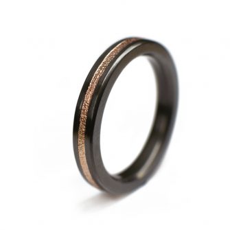 Black Wedding Ring For Her - Zirconium & Rose Gold