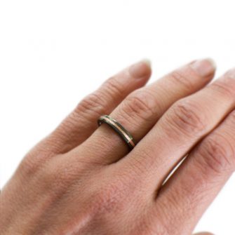 Black Wedding Ring For Her - Zirconium & Rose Gold - Image 2