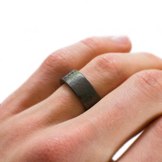Hammered Black Zirconium Ring - Image 2