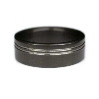 Black Zirconium Ring With Grooved Highlights - Image 4