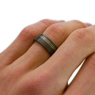 Black Zirconium Ring With Grooved Highlights - Image 2