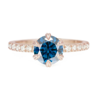 Blue Moissanite Engagement Ring Half Eternity Pavé - Image 7