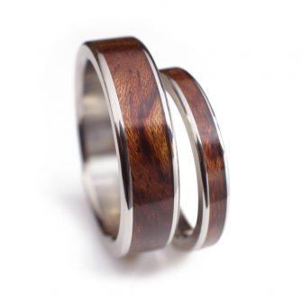 Wooden Wedding Ring Set In Bubinga