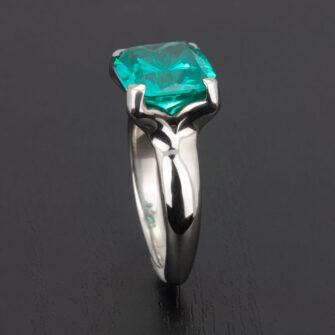 14k White Gold Engagement Ring With Lab-Created Garnet - Image 4