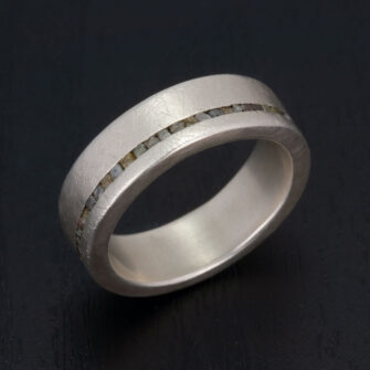 Silver and Rough Diamond Cube Ring - Image 4