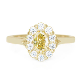 Oval Cut Yellow Moissanite Engagement Ring With Diamond Halo - Image 7