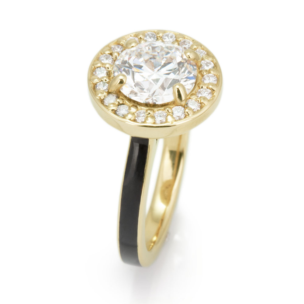 14k Gold & Ebony Lab-Grown Diamond Engagement Ring