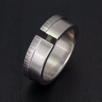 Stainless Steel Ring With Rough Diamond Cube - Image 5