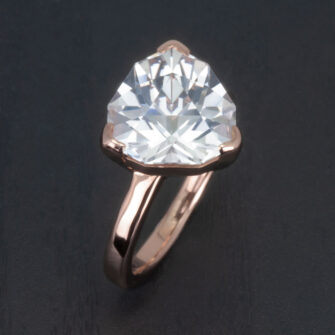 6.77 Carat Lab-Created White Sapphire Engagement Ring – Rose Gold - Image 2