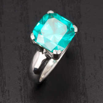 14k White Gold Engagement Ring With Lab-Created Garnet - Image 5