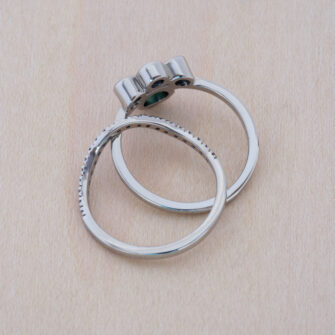 Delicate Tourmaline Engagement Ring Bridal Set - Image 4