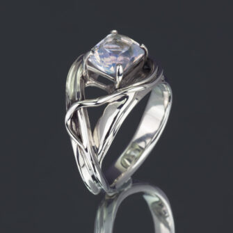 2.28 Carat Rainbow Moonstone Ring In 14k White Gold - Image 2