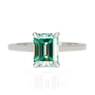 Green Moissanite Engagement Ring Emerald Cut Solitaire - Image 7