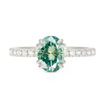 Green Moissanite Engagement Ring Half Eternity Hidden Stone - Image 7