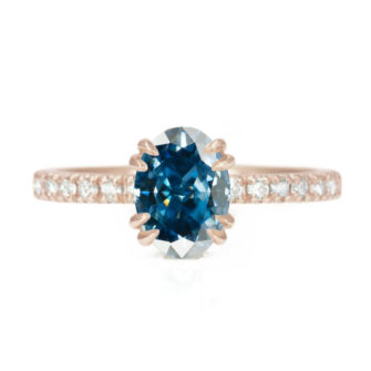 Blue Moissanite Engagement Ring Half Eternity Hidden Stone - Image 7