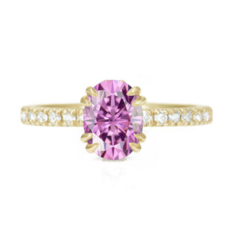 Pink Moissanite Engagement Ring Half Eternity Hidden Stone - Image 4