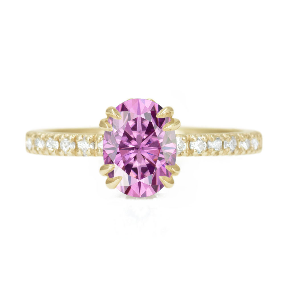 Pink Moissanite Engagement Ring Half Eternity | Casavir Jewelry