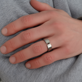 Stainless Steel Ring With Rough Diamond Cube - Image 4