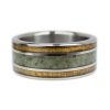 Koa wood ring with emerald and titanium