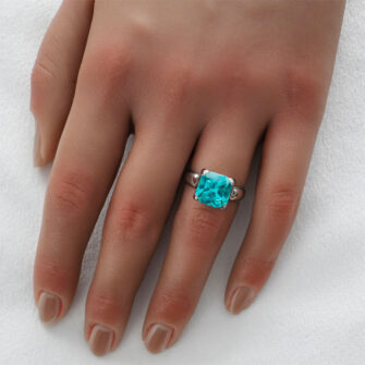 14k White Gold Engagement Ring With Lab-Created Garnet - Image 2