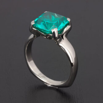 14k White Gold Engagement Ring With Lab-Created Garnet - Image 3