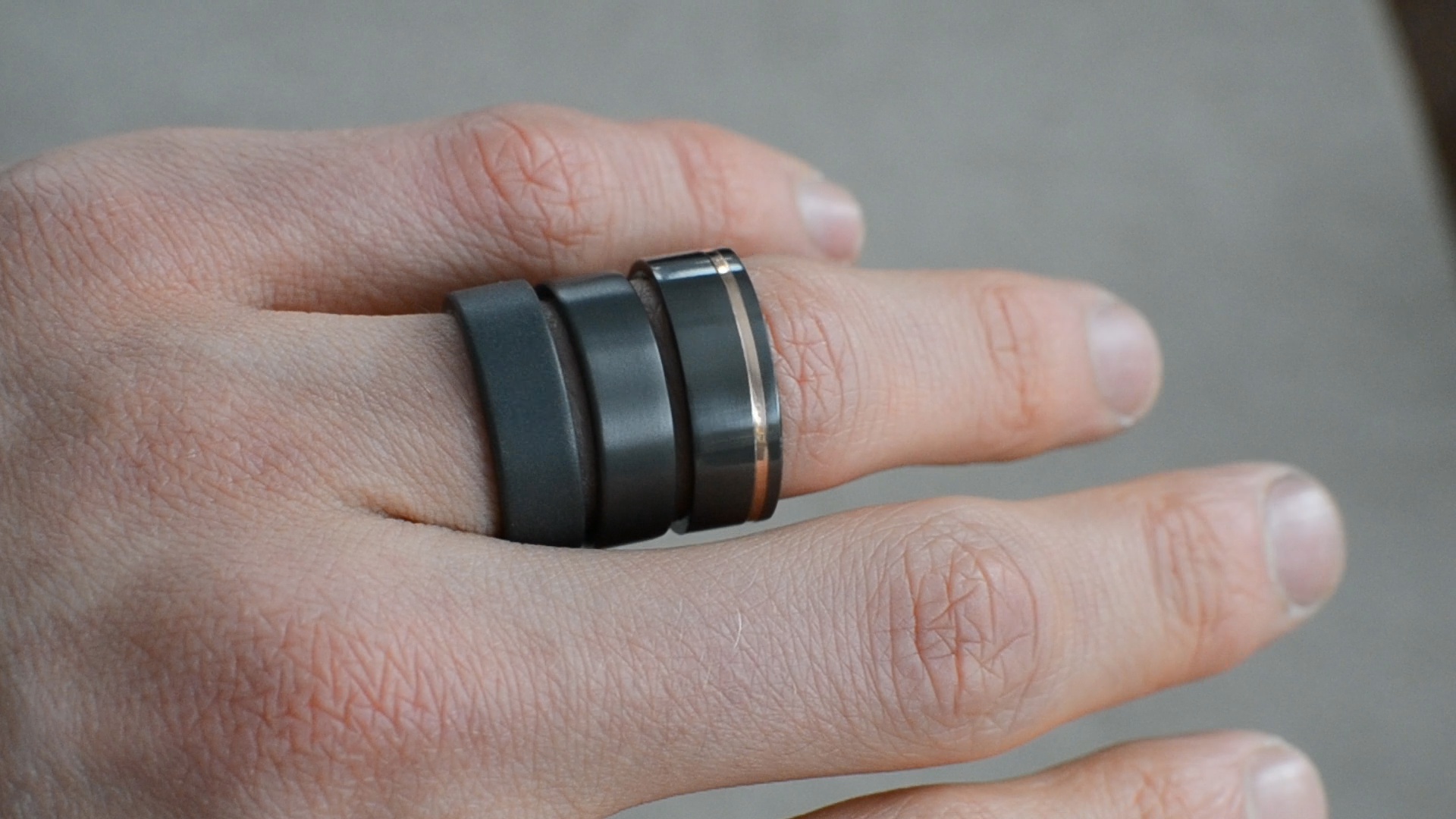 Black Zirconium and Meteorite Men's Ring with Cerakote Accent and Wood |  Revolution Jewelry