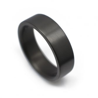 mens black wedding band satin finish