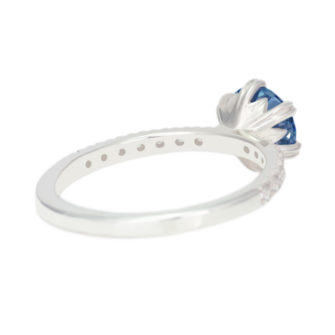 Blue Moissanite Engagement Ring Half Eternity Pavé - Image 6