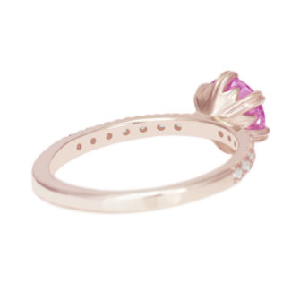Pink Moissanite Engagement Ring Half Eternity Pavé - Image 3