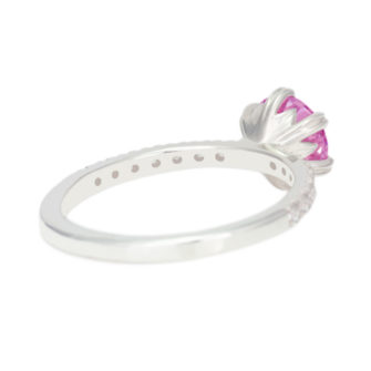 Pink Moissanite Engagement Ring Half Eternity Pavé - Image 9