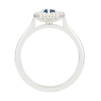Oval Cut Blue Moissanite Engagement Ring With Diamond Halo - Image 5