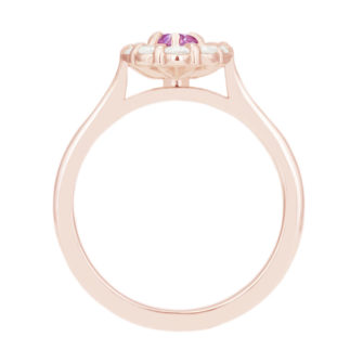 Oval Cut Pink Moissanite Engagement Ring With Diamond Halo - Image 2