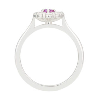 Oval Cut Pink Moissanite Engagement Ring With Diamond Halo - Image 5
