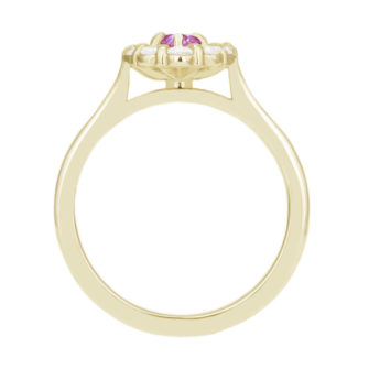 Oval Cut Pink Moissanite Engagement Ring With Diamond Halo - Image 8