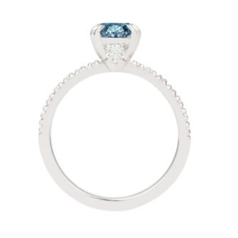 Blue Moissanite Engagement Ring Half Eternity Hidden Stone - Image 5