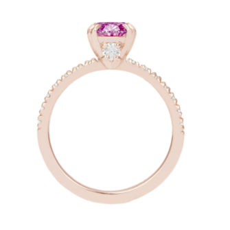 Pink Moissanite Engagement Ring Half Eternity Hidden Stone - Image 2