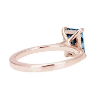 Blue Moissanite Engagement Ring Emerald Cut Solitaire - Image 9