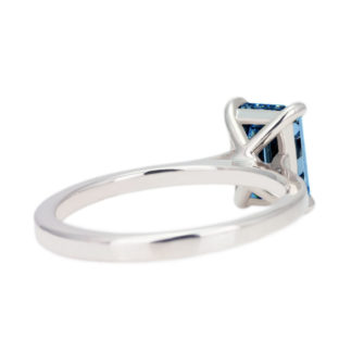 Blue Moissanite Engagement Ring Emerald Cut Solitaire - Image 6